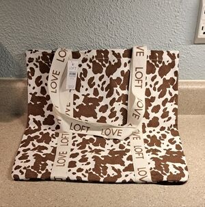 Ann Taylor Loft Cow Print Tote Bag NWT